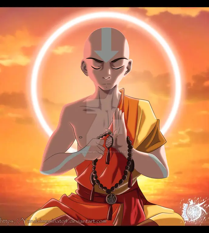 Gambar Aang sedang bermeditasi