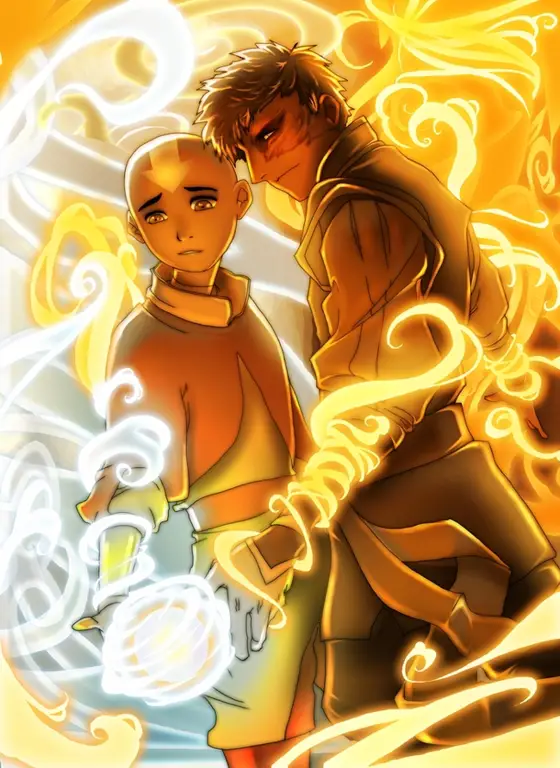 Gambar Aang dan Zuko sedang berinteraksi