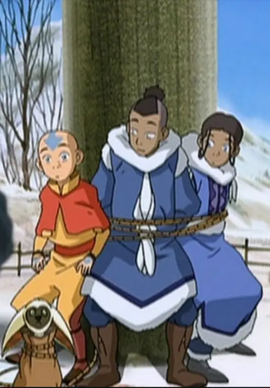 Aang, Katara, dan Sokka dalam film Avatar