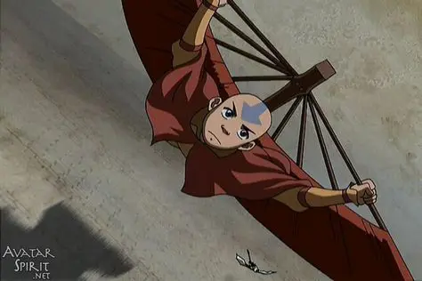 Gambar Aang dan glider-nya