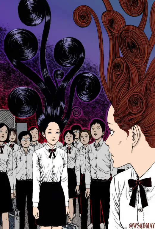 Gambar panel manga Uzumaki yang diadaptasi menjadi anime