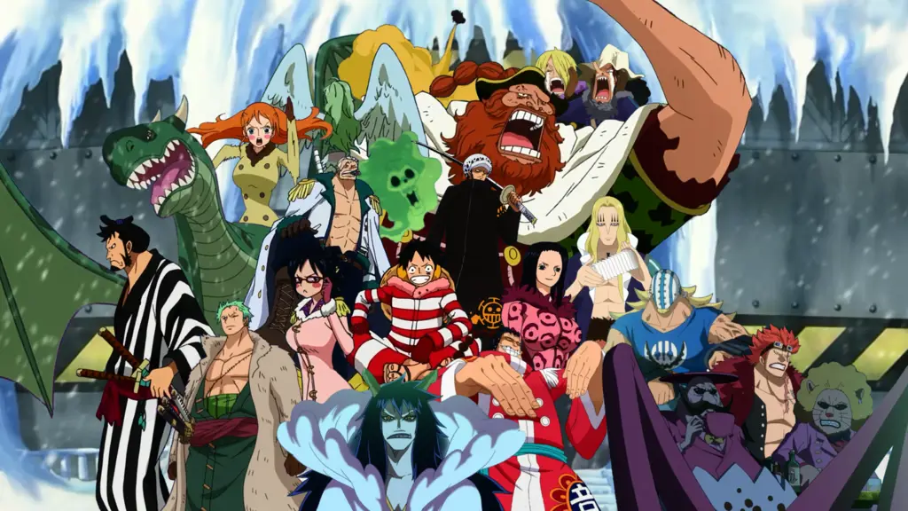 Gambar yang menampilkan adegan-adegan penting dari arc Punk Hazard di One Piece