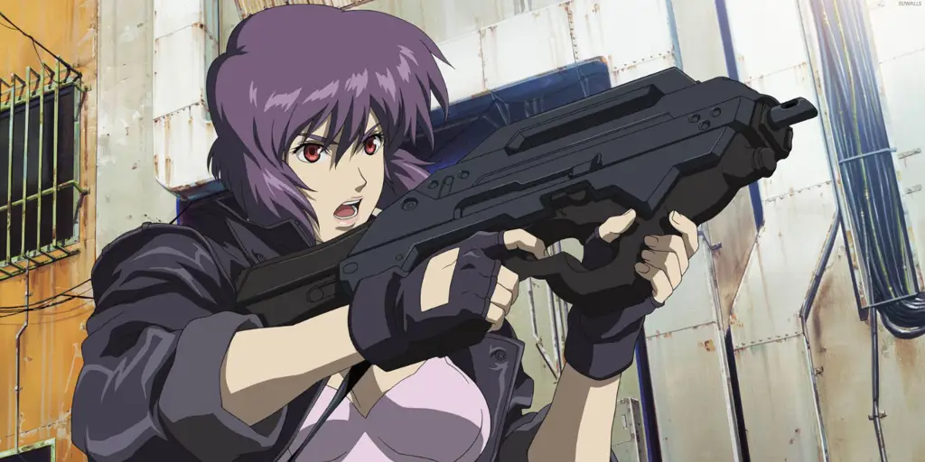 Adegan aksi anime yang menampilkan pistol tangan