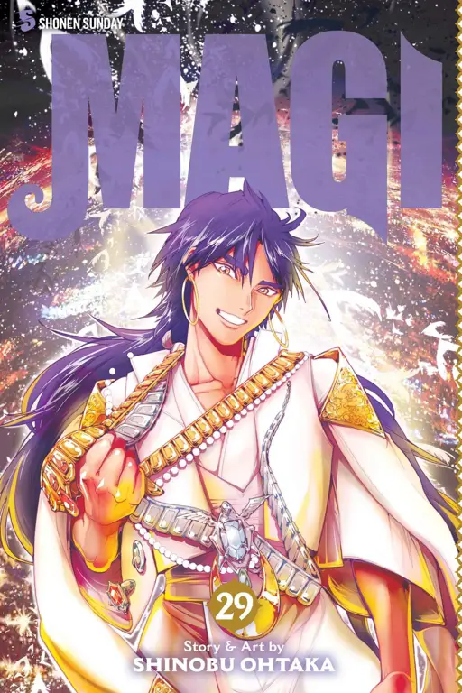 Panel-panel manga Magi: The Labyrinth of Magic yang menunjukkan adegan aksi dan pertempuran