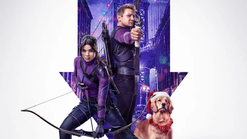 Gambar adegan aksi Hawkeye yang menegangkan