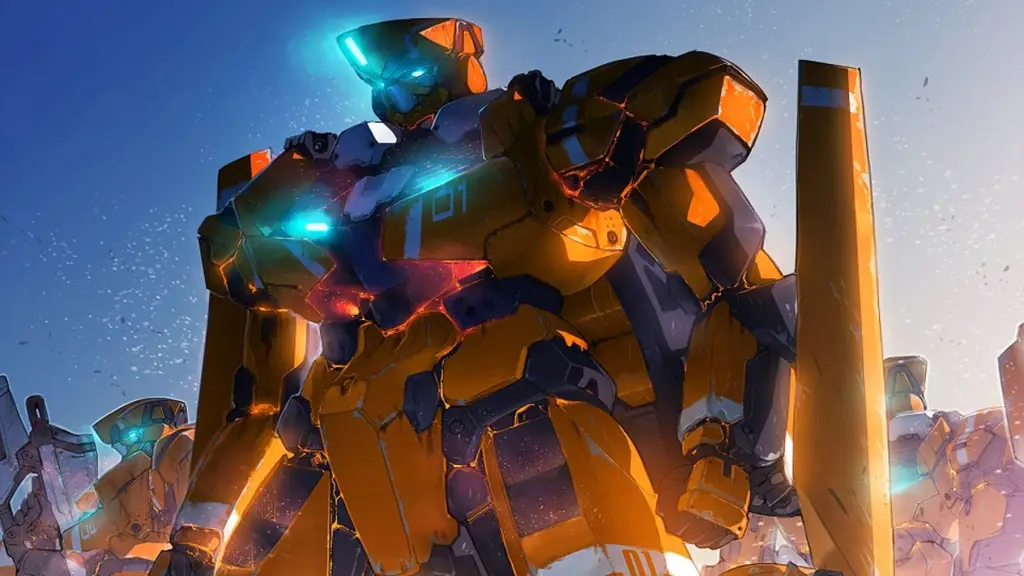 Adegan aksi mecha yang menegangkan dalam anime Mecha Ude