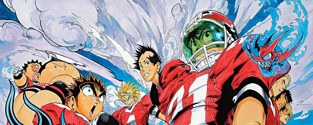 Gambar adegan aksi Eyeshield 21 yang seru dan menegangkan