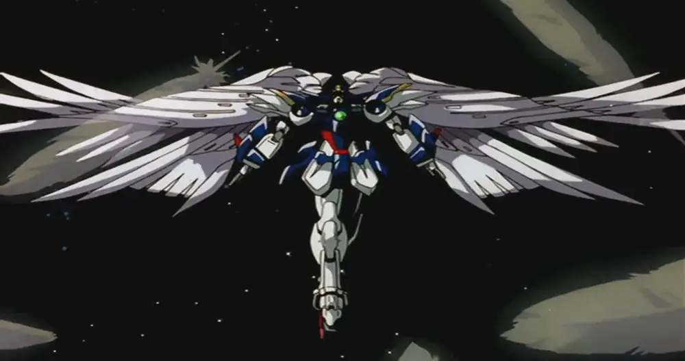 Gambar adegan aksi seru dari anime Gundam Wing