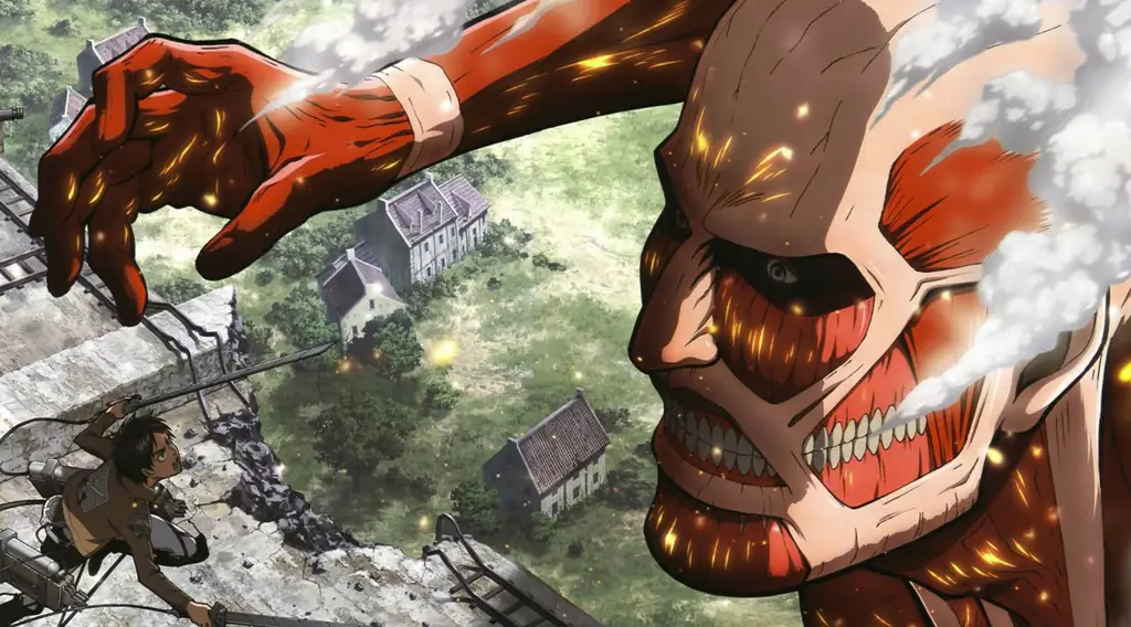 Gambar adegan aksi Attack on Titan