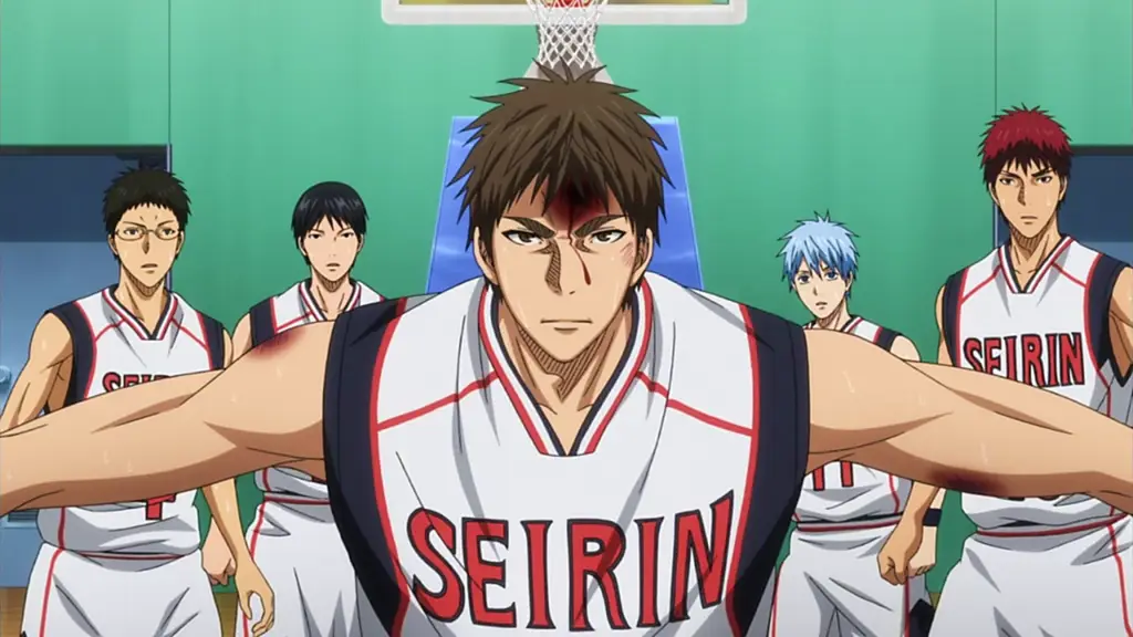 Adegan aksi dari Kuroko no Basket season 2 yang menampilkan pertandingan basket yang intens