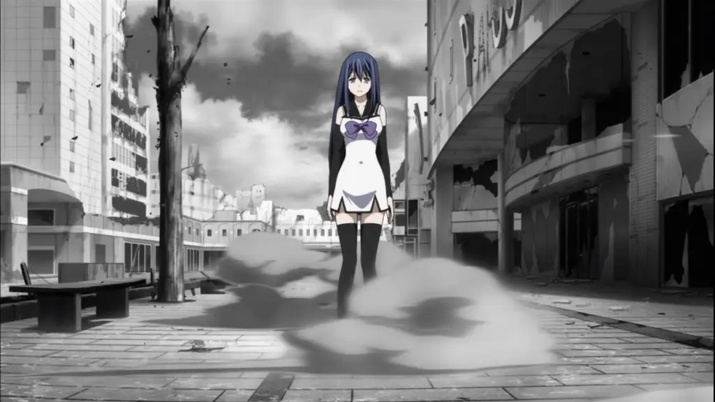 Adegan aksi dalam anime Gokukoku no Brynhildr