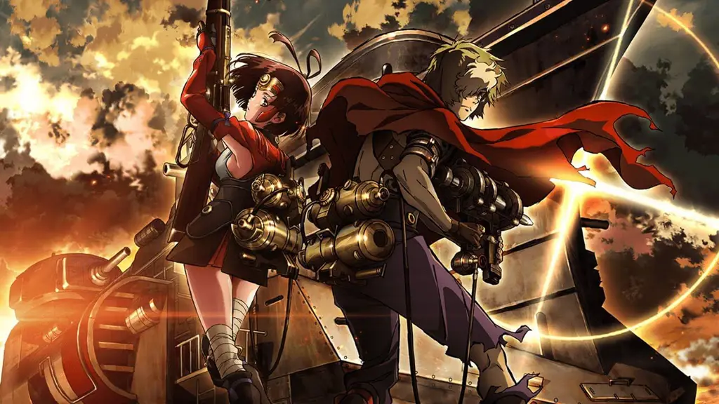 Gambar adegan aksi yang menegangkan dalam anime Koutetsujou no Kabaneri