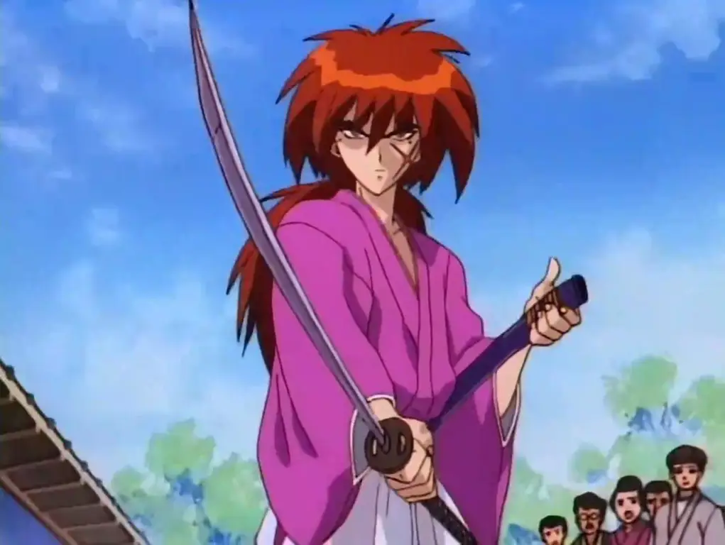 Gambar adegan pertarungan dalam anime Rurouni Kenshin