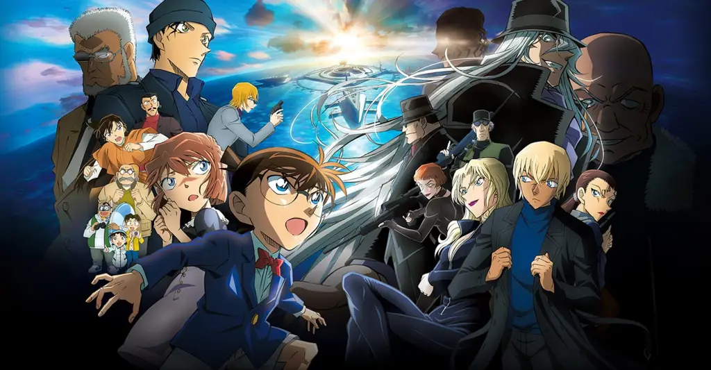 Adegan aksi menegangkan dalam film Detective Conan: The Scarlet Bullet