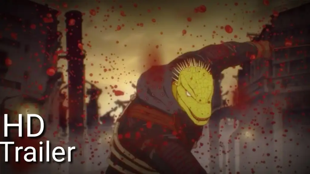 Gambar adegan aksi yang menegangkan di anime Dorohedoro