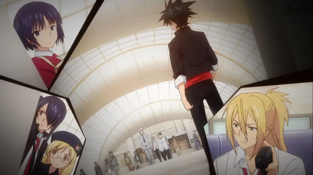 Adegan aksi dari anime UQ Holder yang menampilkan pertarungan sihir yang spektakuler.