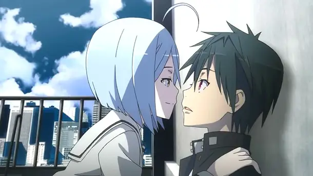 Gambar adegan aksi dari anime Trinity Seven