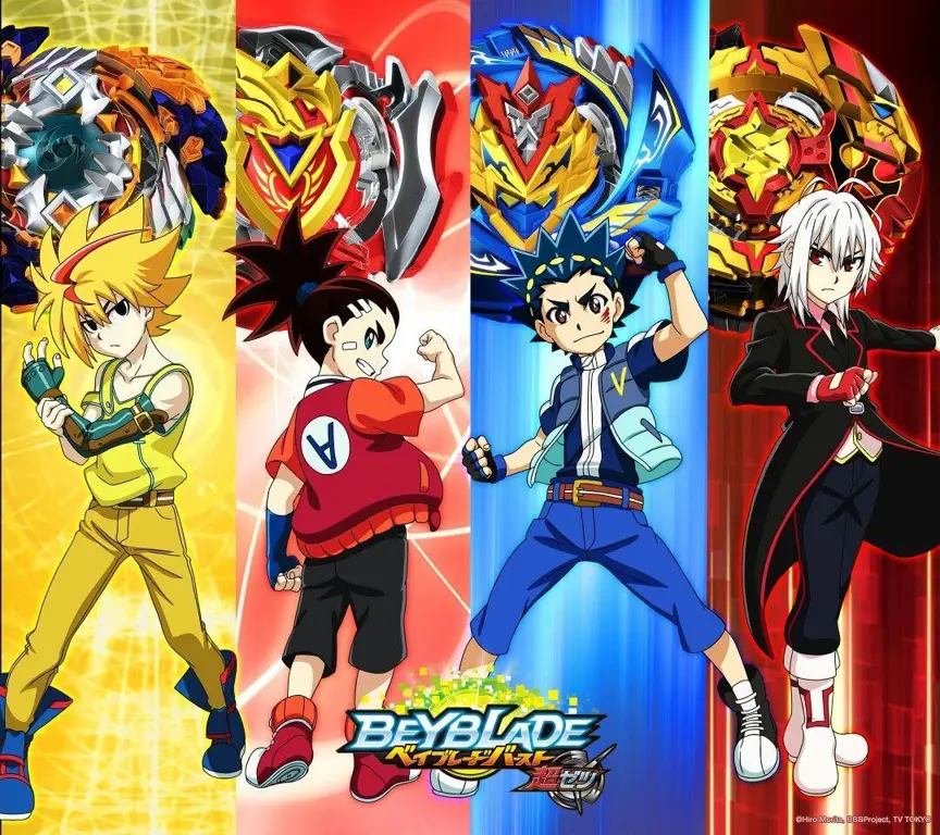 Gambar adegan anime Beyblade Burst yang seru