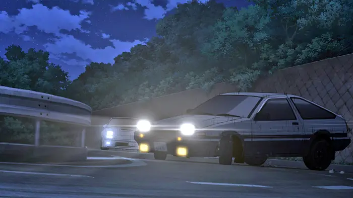 Gambar adegan balap mobil menegangkan dari Initial D