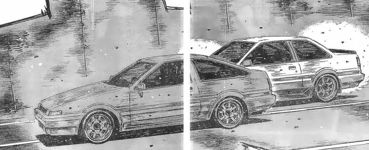 Gambar adegan balapan mobil yang menegangkan dalam anime Initial D