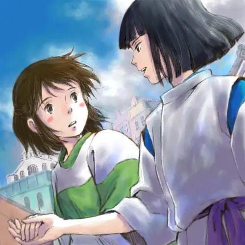 Chihiro dan Haku dalam film Spirited Away