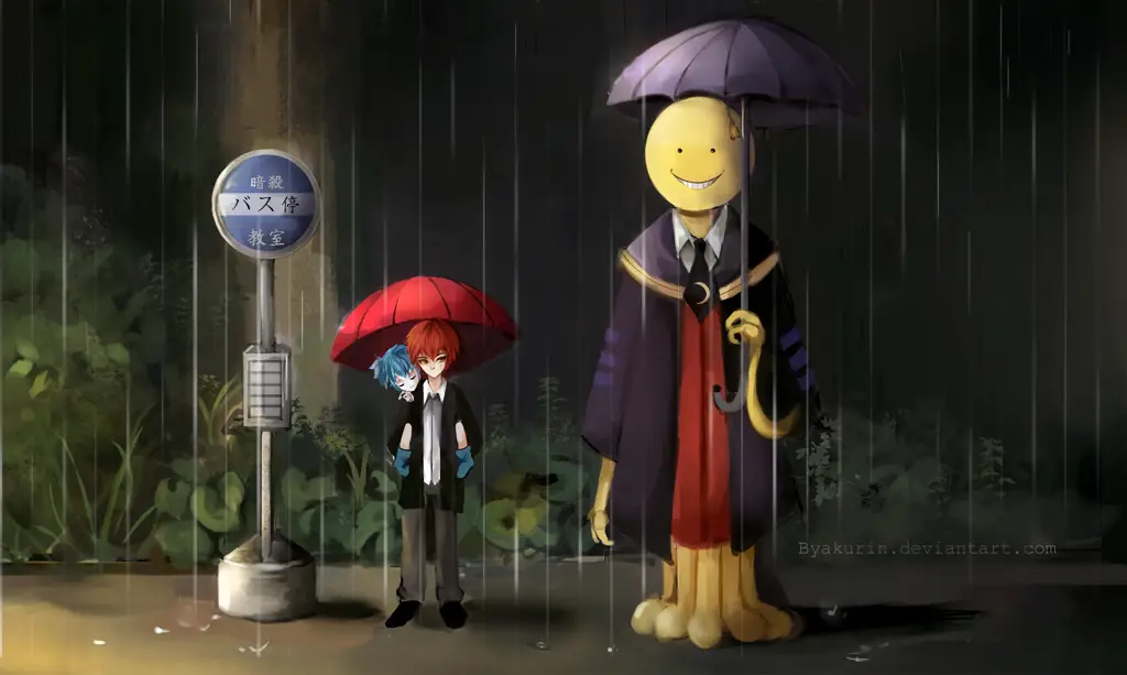 Gambar adegan kelas di Assassination Classroom