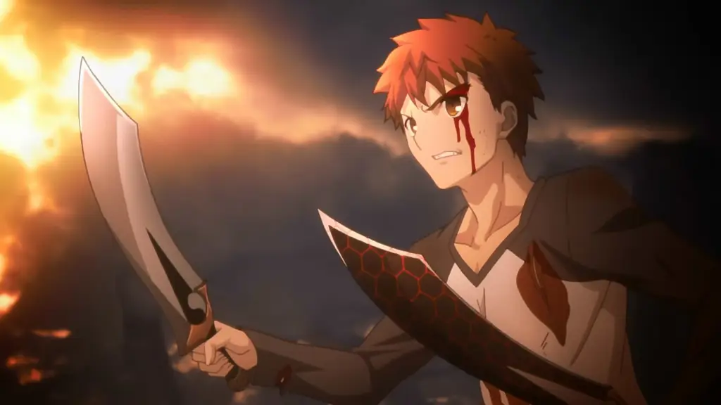 Gambar Emiya Shirou dan Saber dari Fate Stay Night: Unlimited Blade Works