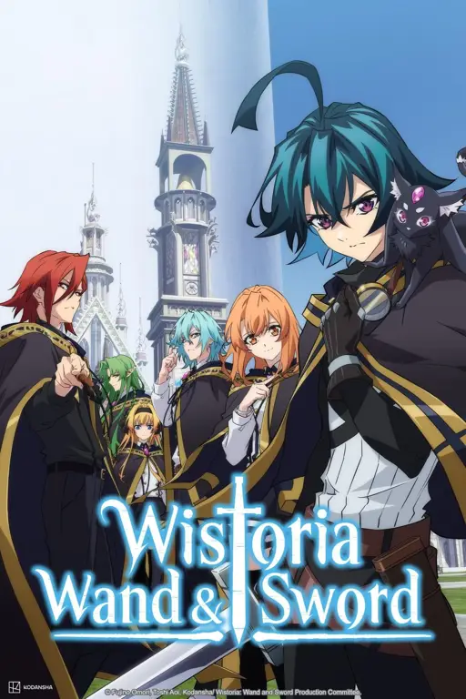 Gambar animasi Wistoria: Wand and Sword yang menampilkan karakter utama dan latar dunia fantasi