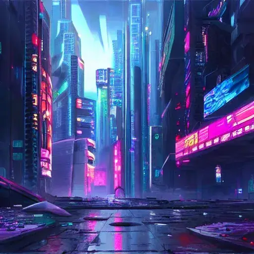 Gambar adegan game cyberpunk bergaya anime