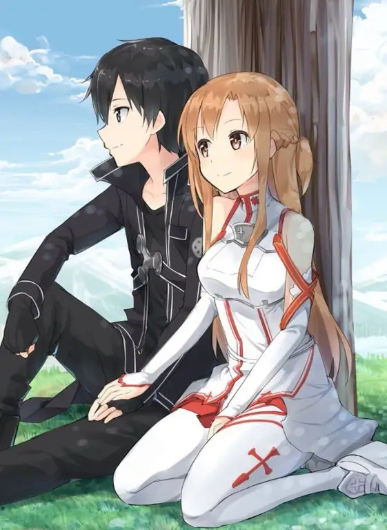 Kirito dan Asuna dalam game Sword Art Online