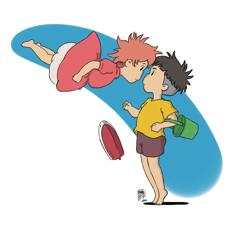 Ponyo dan Sosuke, karakter utama dalam film animasi Ponyo.