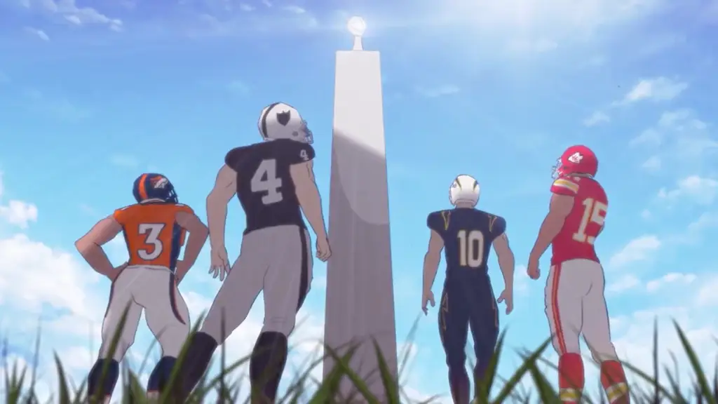 Gambar adegan laga American Football yang seru dan menegangkan di anime Eyeshield 21