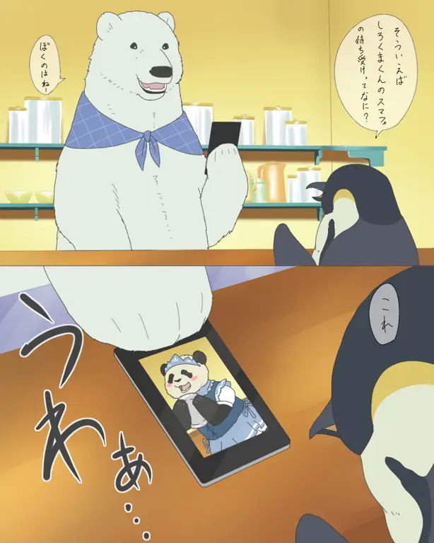 Screenshot anime Shirokuma Cafe yang lucu dan menghibur