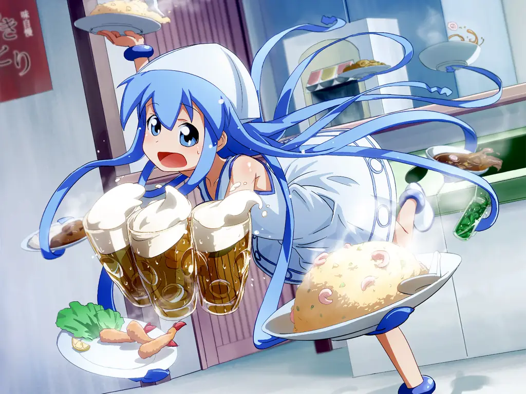 Gambar adegan lucu dari Squid Girl anime