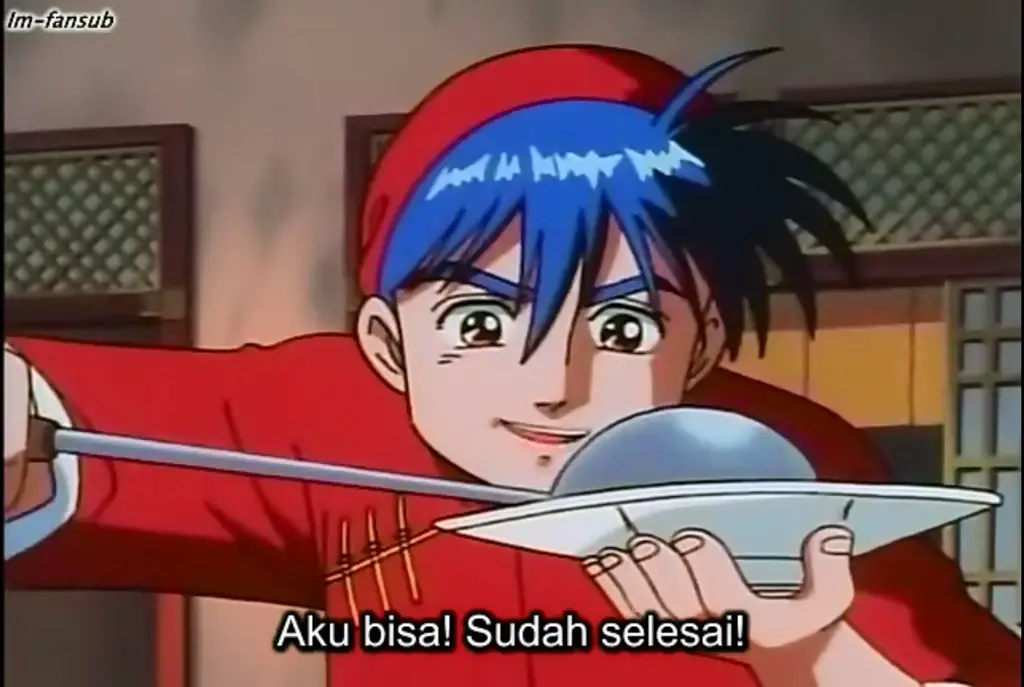 Gambar adegan memasak dalam anime Cooking Master Boy