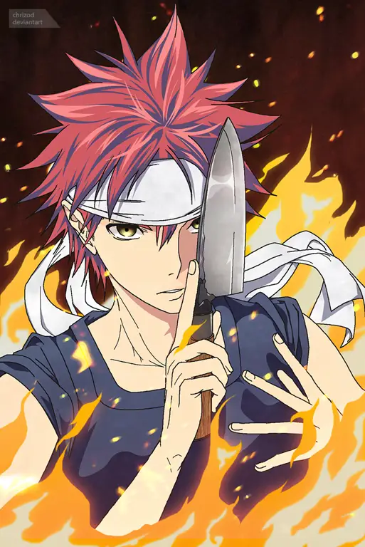 Gambar adegan memasak dari Shokugeki no Soma