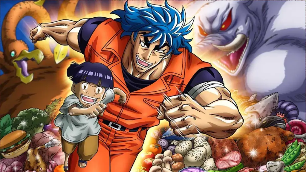 Screenshot anime Toriko yang menampilkan adegan aksi atau kuliner