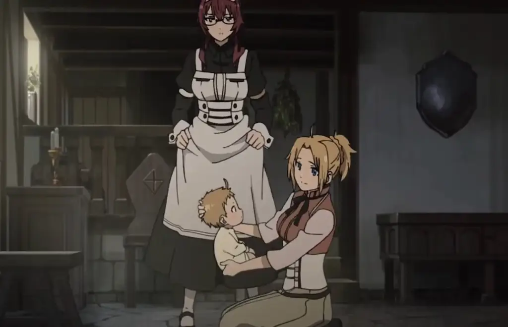 Screenshot adegan menarik dari Mushoku Tensei episode 5