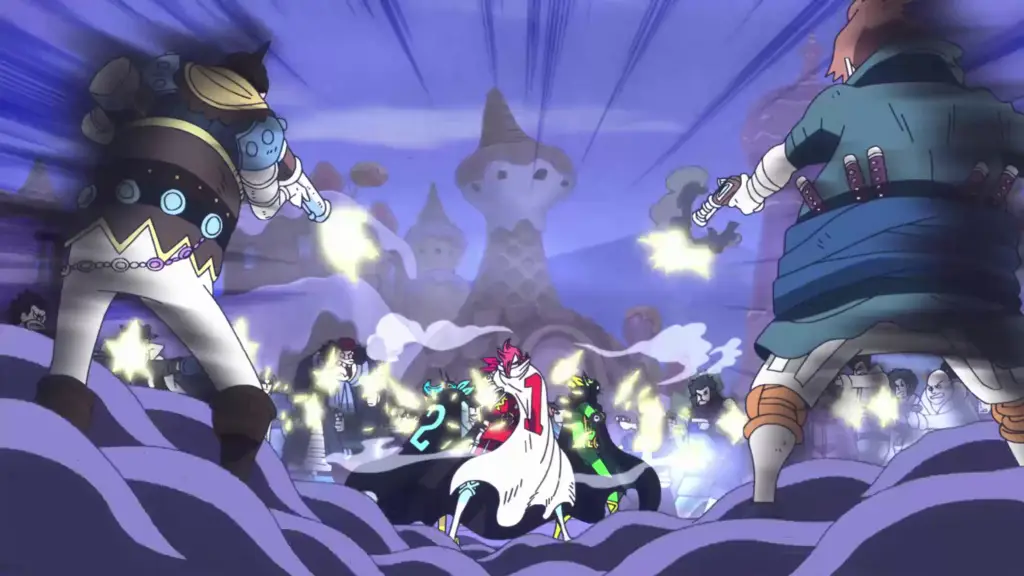 Adegan Menarik dari One Piece Episode 807 Screenshot dari One Piece episode 807 yang menampilkan adegan pertarungan seru.