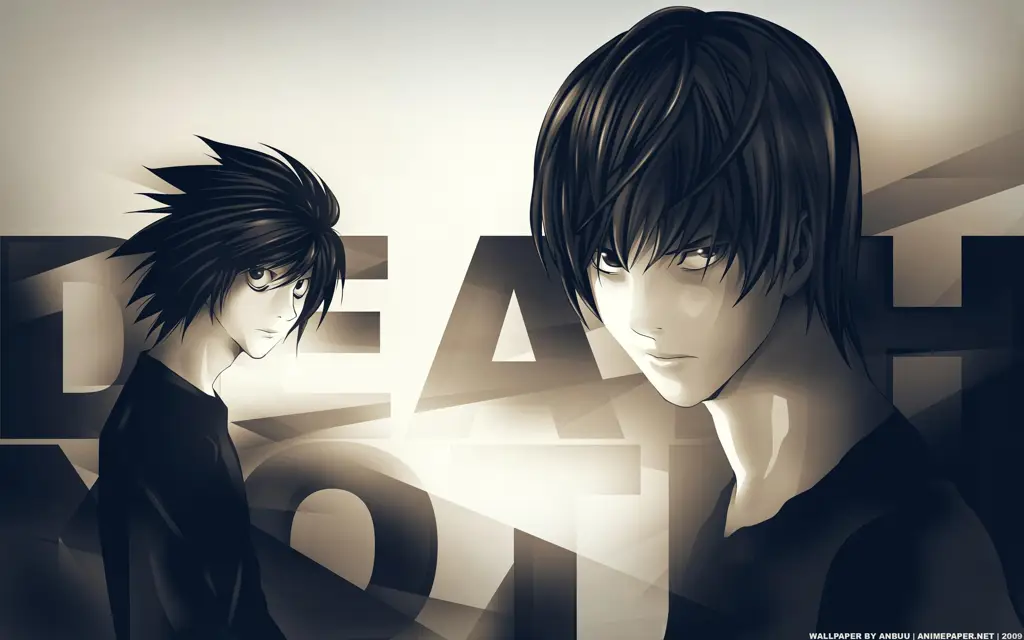 Gambar Light Yagami dan L sedang bertatapan