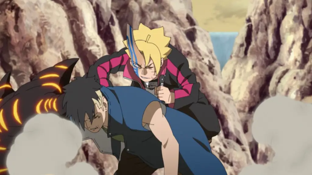 Screenshot adegan menarik dari Boruto episode 218