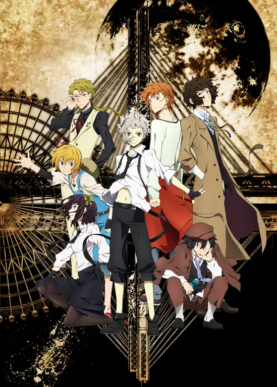 Gambar cuplikan anime Bungou Stray Dogs yang menampilkan karakter utama