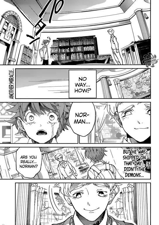 Panel-panel manga Yakusoku no Neverland yang menegangkan