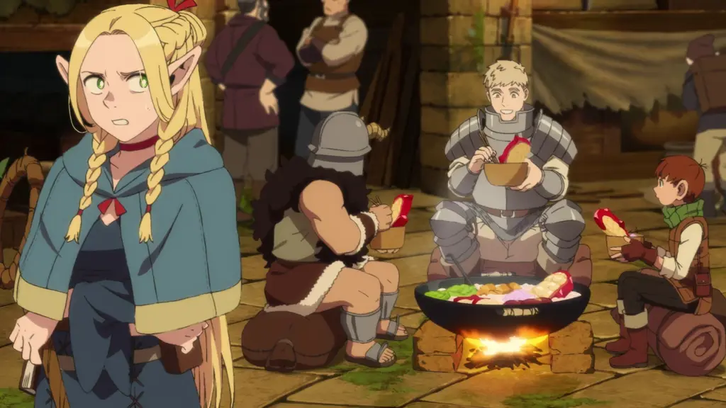 Adegan anime Delicious in Dungeon yang menegangkan