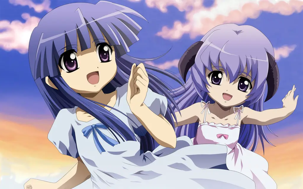 Screenshot anime Higurashi Kai yang menampilkan karakter utama