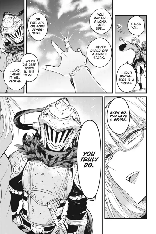 Panel manga Goblin Slayer chapter 83 yang menegangkan