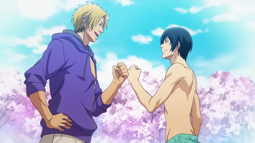 Gambar yang menampilkan adegan menyelam dari anime Grand Blue