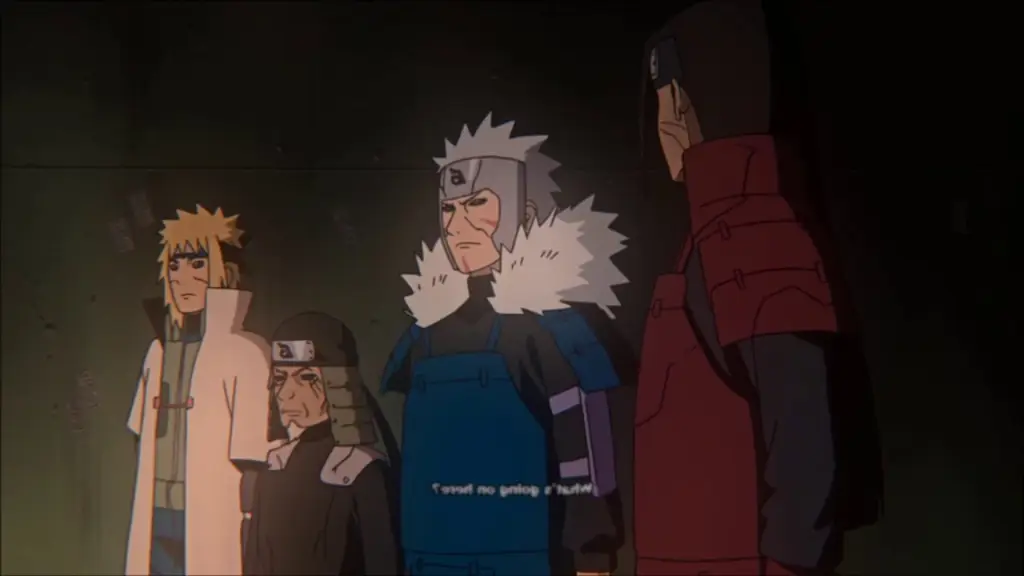 Para Hokage yang dihidupkan kembali menggunakan Edo Tensei dalam anime Naruto Shippuden.