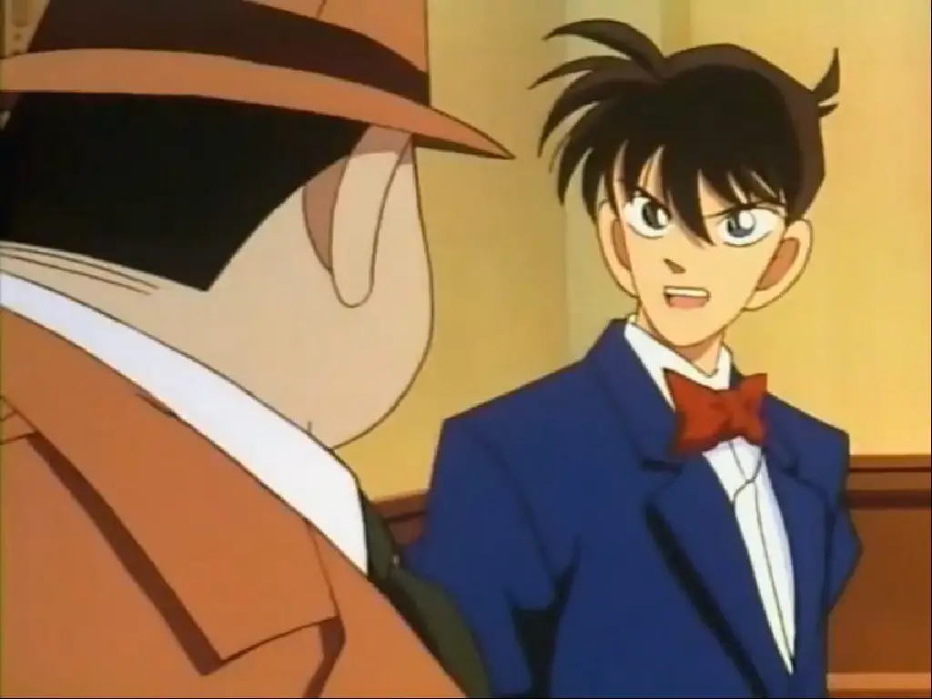 Gambar adegan kunci dari episode pertama Detective Conan