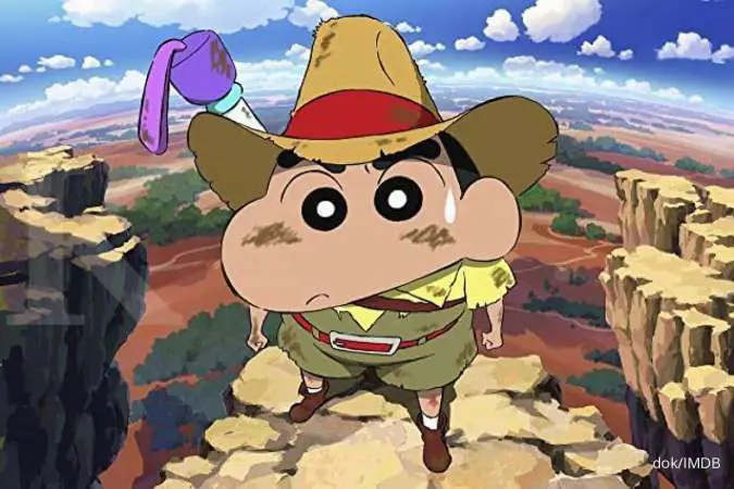 Gambar yang menggambarkan adegan penutup dari sebuah episode Crayon Shinchan